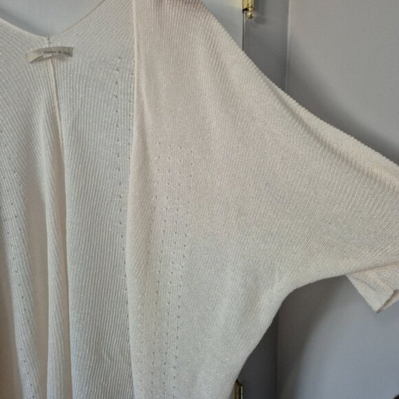 Monk & Lou Oversize Loose Fit Linen Blend Open Front Knit Cardigan Cream - Picture 3 of 10